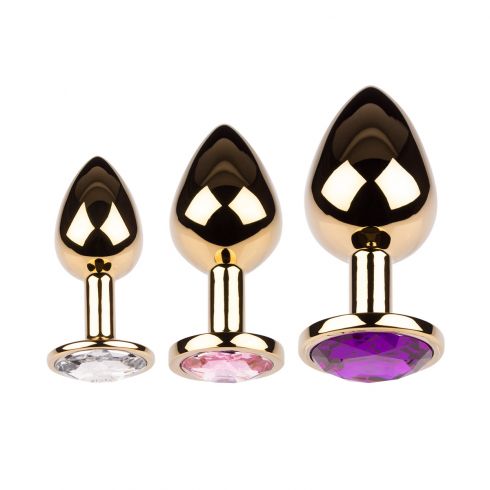 Plug IT Strass Butt Plug Set Gold - 3 pieces