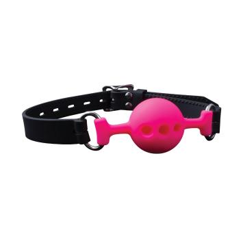 Fetish Store Ball Gag With Rubber Strap Deluxe Zwart/Roze