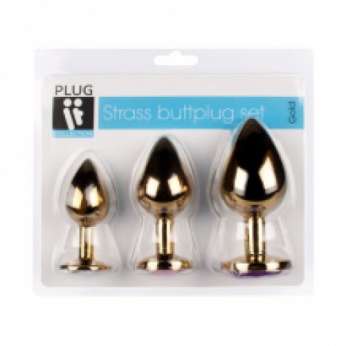 Plug IT Strass Butt Plug Set Gold - 3 pieces